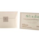 Προσκλητήριο Γάμου και Βάπτισης: Φάκελος διάστασης 12x17,8 εκατ. σε χαρτί γκοφρέ (ανάγλυφο) μπιμπικωτό υπόλευκο 140 γραμ., καρτάκι 4x4 εκατ. με ονόματα και Κάρτα σε χαρτί γκοφρέ (ανάγλυφο) μπιμπικωτό υπόλευκο 250 γραμ. με εκτύπωση μελάνι γκρι, πούρο και τιρκουάζ και θέμα ρετρό ποδήλατα_Κωδικός 5907
